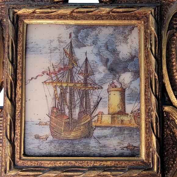 Man O War Ship Brugel Tile Painting - Picture 2 of 3